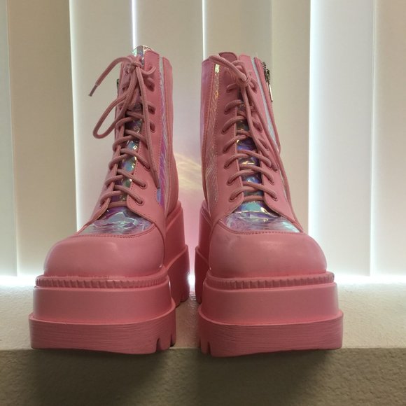 PRE LOVED - Pink Poison Platform Boots PNK/7 - SH242 - Picture 8 of 8